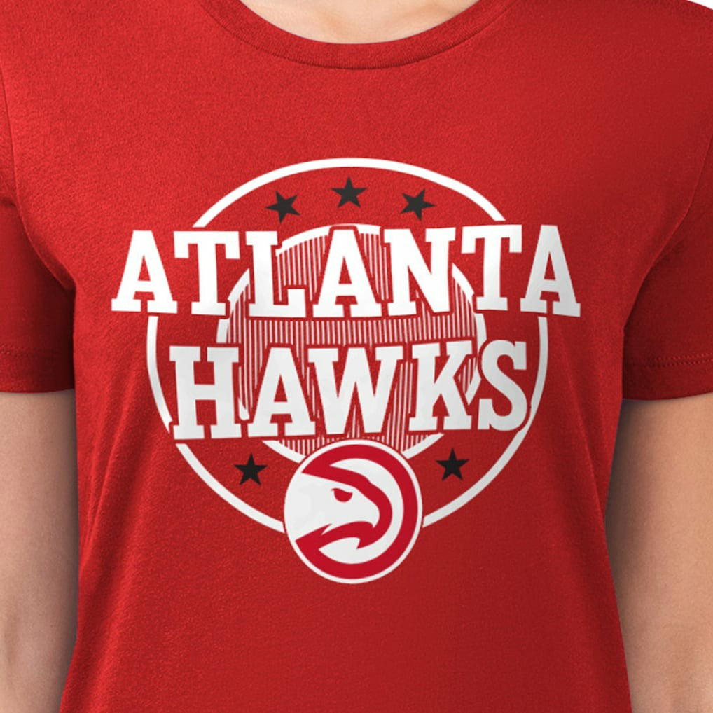 Atlanta Hawks G-III 4Her by Carl Banks Women's Super-Slim Lightweight Pinstripe Circle Graphic T-Shirt Red