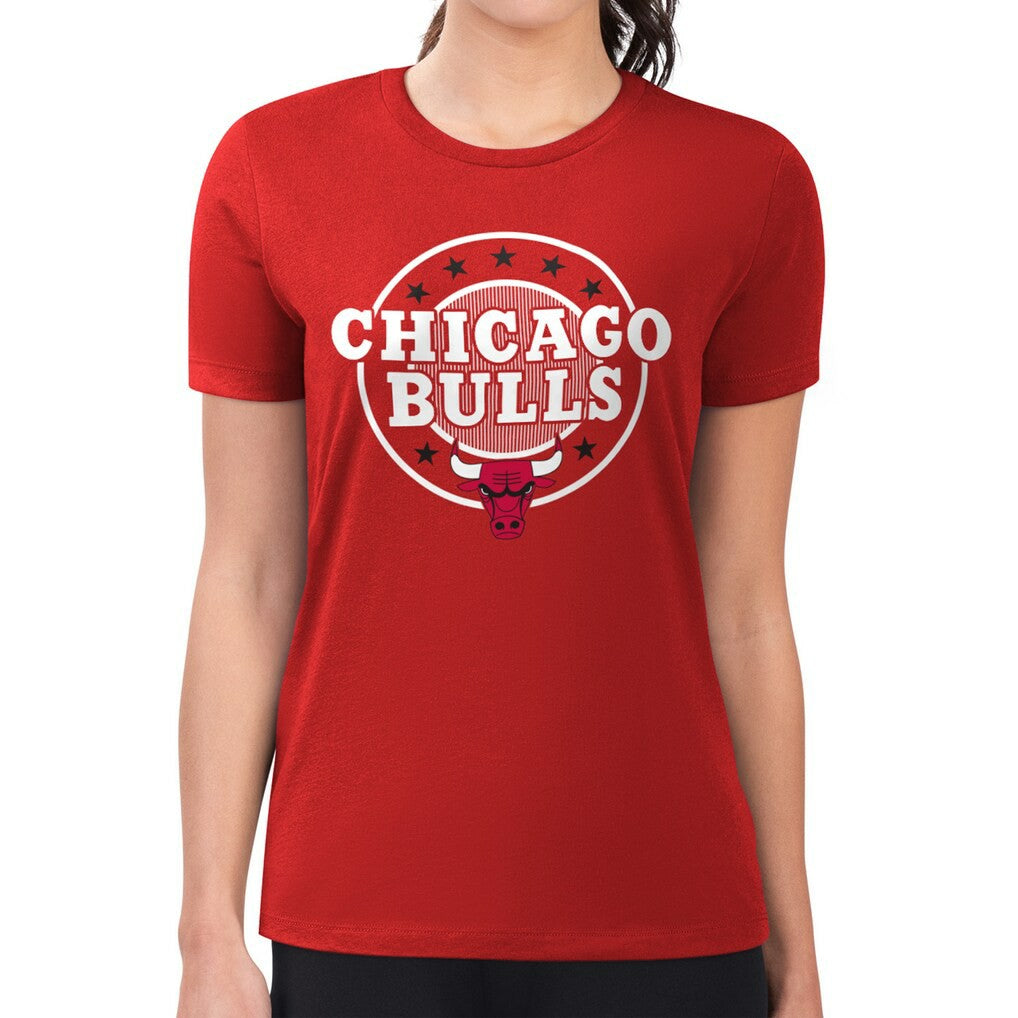 Chicago Bulls G-III 4Her by Carl Banks Women's Super-Slim Lightweight Pinstripe Circle Graphic T-Shirt Red