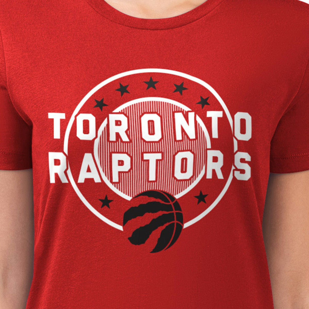 Toronto Raptors G-III 4Her by Carl Banks Women's Super-Slim Lightweight Pinstripe Circle Graphic T-Shirt Red