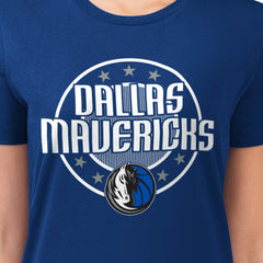 Dallas Mavericks G-III 4Her by Carl Banks Women's Super-Slim Lightweight Pinstripe Circle Graphic T-Shirt Blue