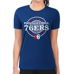 Philadelphia 76ers G-III 4Her by Carl Banks Women's Super-Slim Lightweight Pinstripe Circle Graphic T-Shirt Royal