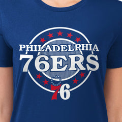 Philadelphia 76ers G-III 4Her by Carl Banks Women's Super-Slim Lightweight Pinstripe Circle Graphic T-Shirt Royal