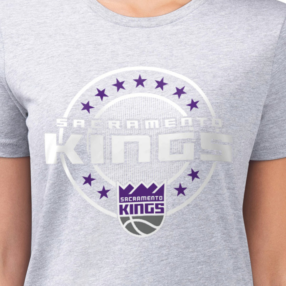 Sacramento Kings G-III 4Her by Carl Banks Women's Super-Slim Lightweight Pinstripe Circle Graphic T-Shirt Gray