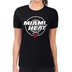 Miami Heat G-III 4Her by Carl Banks Women's Super-Slim Lightweight Pinstripe Circle Graphic T-Shirt Black