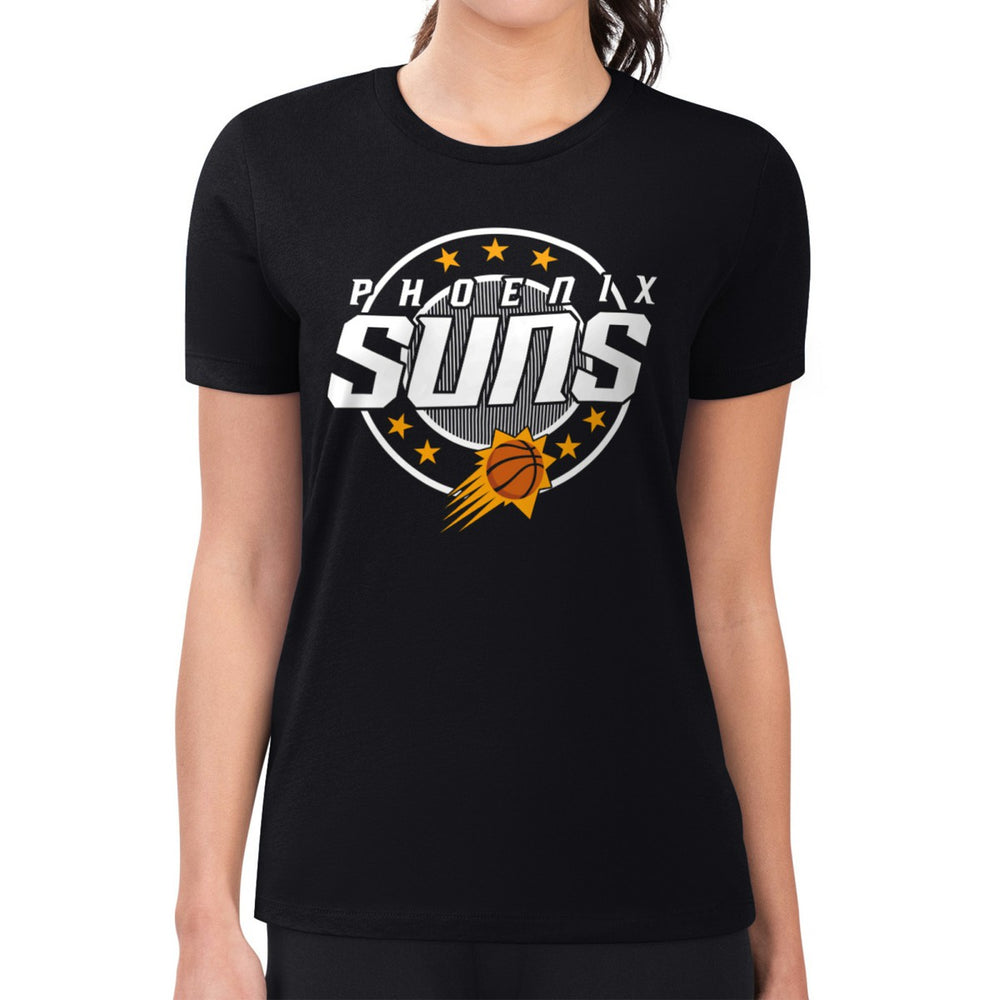 Phoenix Suns G-III 4Her by Carl Banks Women's Super-Slim Lightweight Pinstripe Circle Graphic T-Shirt Black