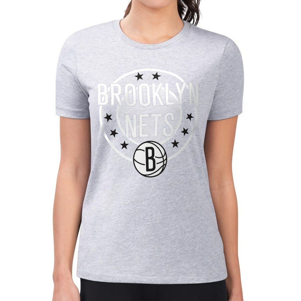 Brooklyn Nets G-III 4Her by Carl Banks Women's Super-Slim Lightweight Pinstripe Circle Graphic T-Shirt Gray
