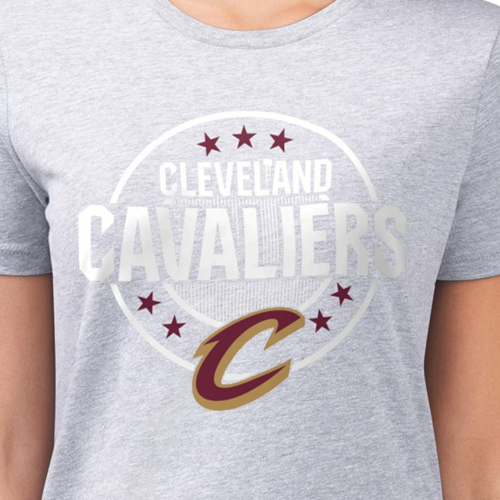 Cleveland Cavaliers G-III 4Her by Carl Banks Women's Super-Slim Lightweight Pinstripe Circle Graphic T-Shirt Gray