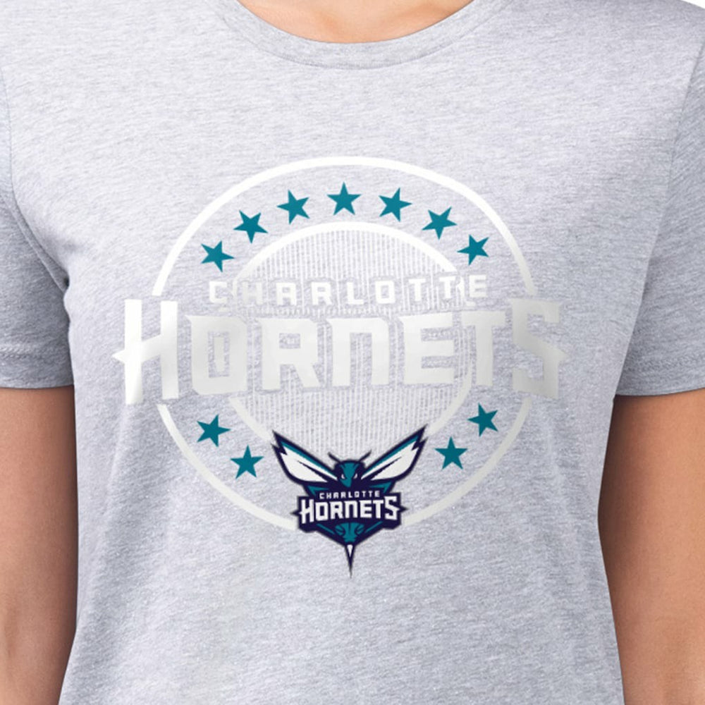 Charlotte Hornets G-III 4Her by Carl Banks Women's Super-Slim Lightweight Pinstripe Circle Graphic T-Shirt Gray