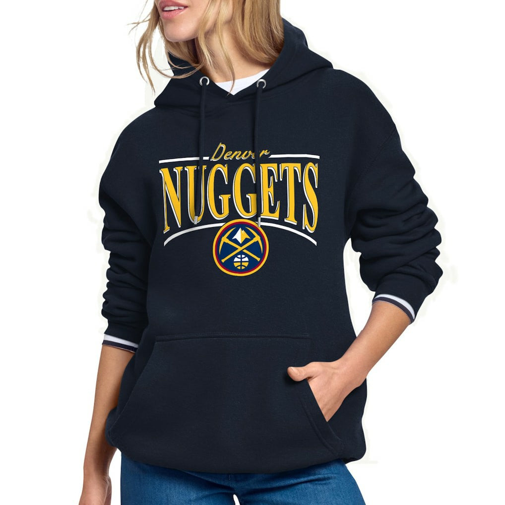 Denver Nuggets Starter Women's Arch Stripe Fleece Hoodie Navy