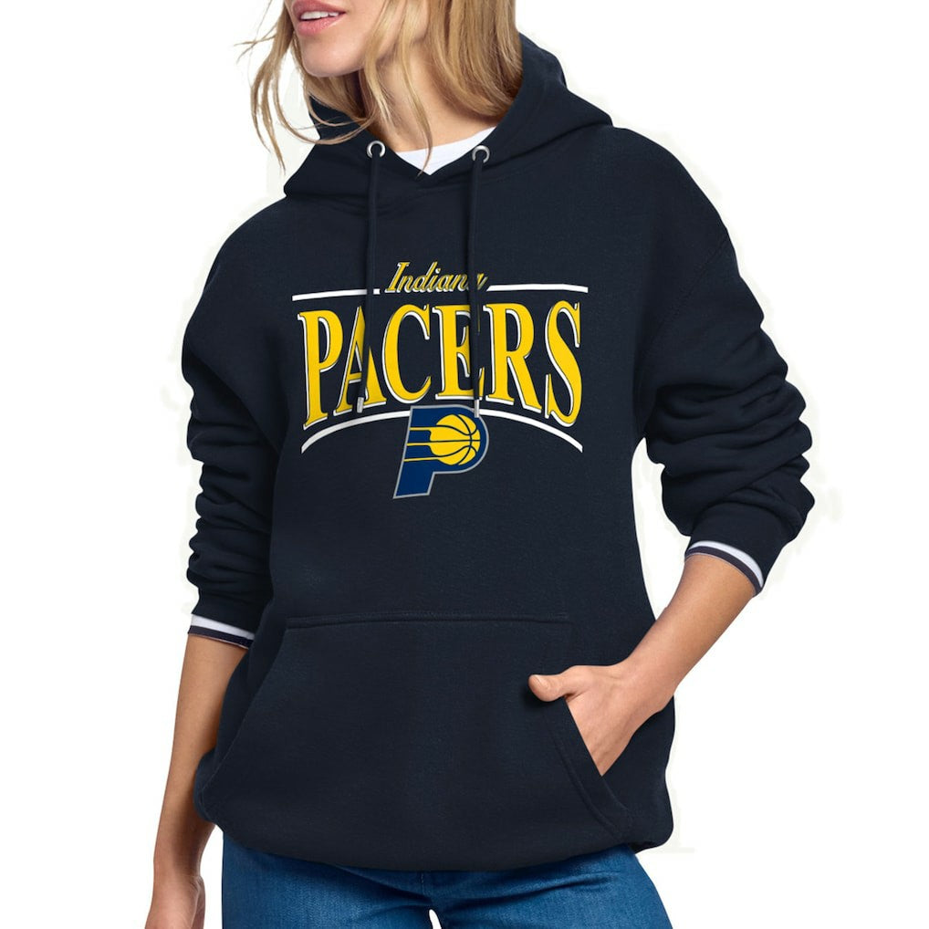 Indiana Pacers Starter Women's Arch Stripe Fleece Hoodie Navy