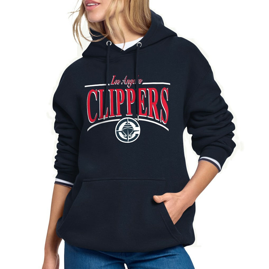 LA Clippers Starter Women's Arch Stripe Fleece Hoodie Navy