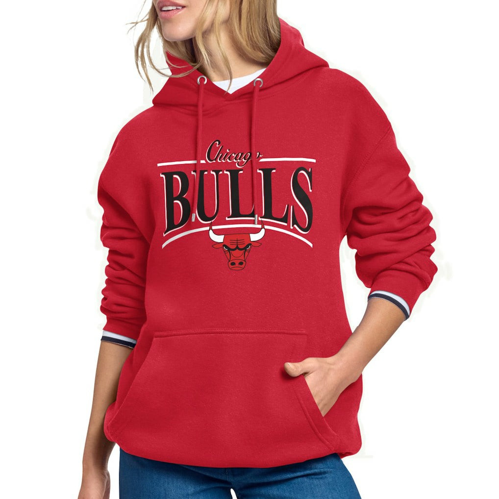 Chicago Bulls Starter Women's Arch Stripe Fleece Hoodie Red