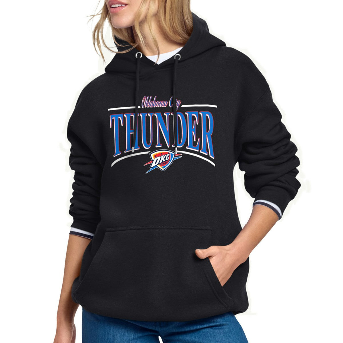 Oklahoma City Thunder Starter Women's Arch Stripe Fleece Hoodie Black