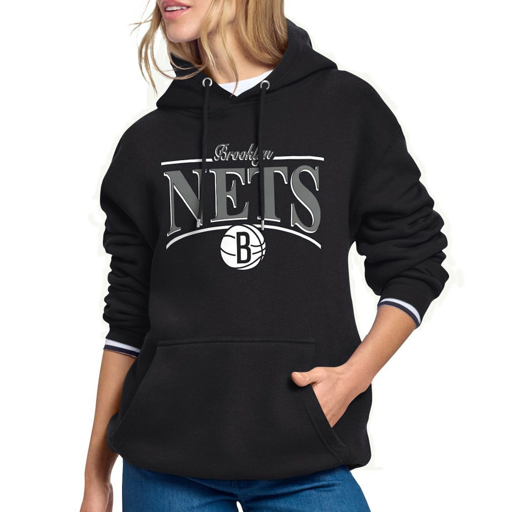Brooklyn Nets Starter Women's Arch Stripe Fleece Hoodie Black