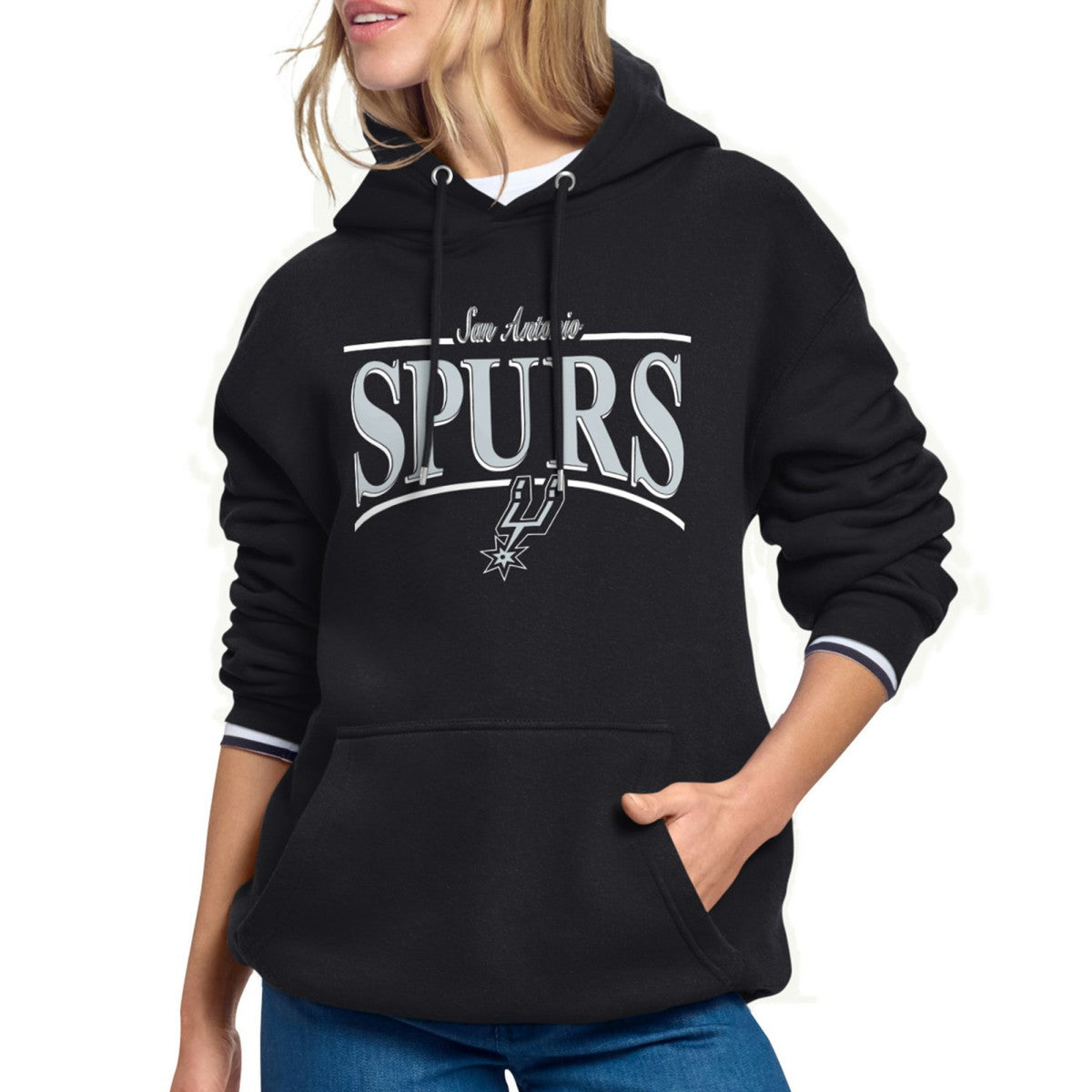 San Antonio Spurs Starter Women's Arch Stripe Fleece Hoodie Black