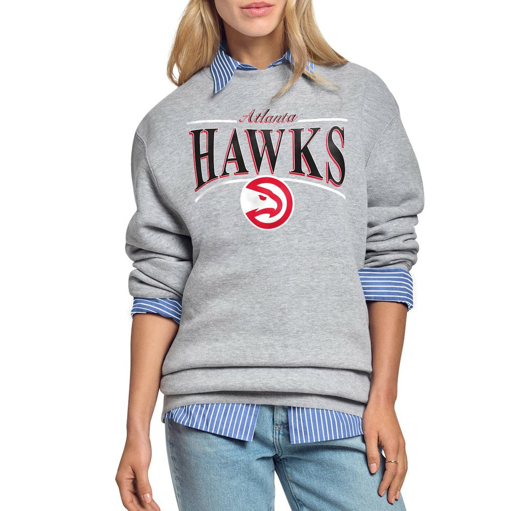 Atlanta Hawks Starter Women's Arch Stripe Fleece Crewneck Sweatshirt Gray
