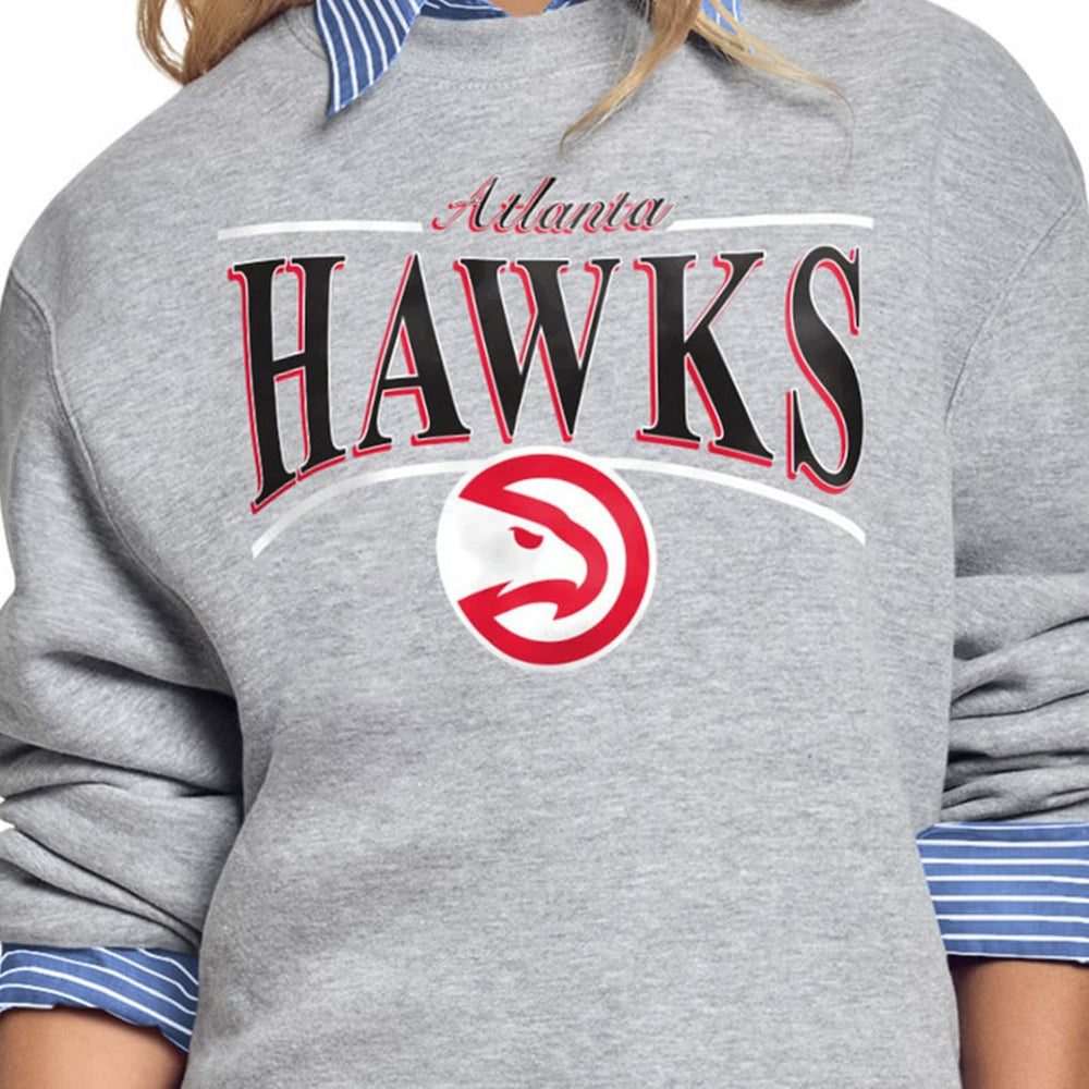 Atlanta Hawks Starter Women's Arch Stripe Fleece Crewneck Sweatshirt Gray