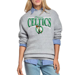 Boston Celtics Starter Women's Arch Stripe Fleece Crewneck Sweatshirt Gray