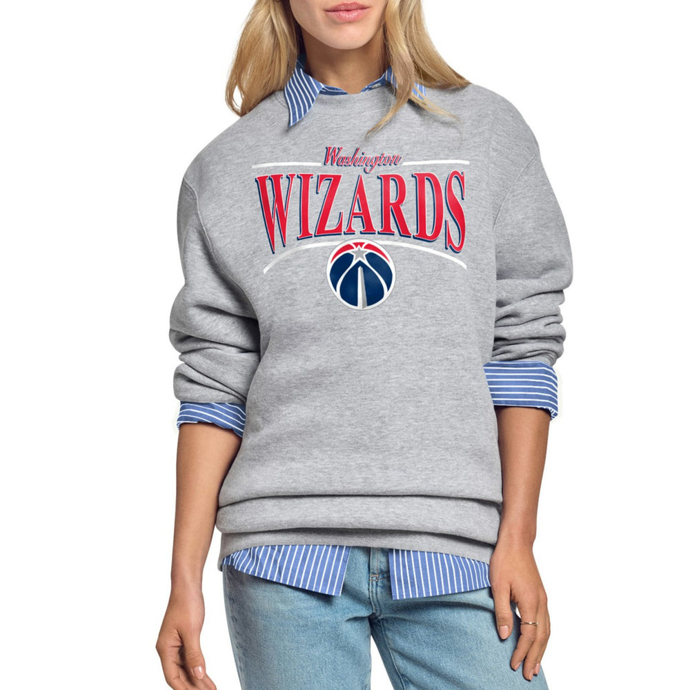 Washington Wizards Starter Women's Arch Stripe Fleece Crewneck Sweatshirt Gray