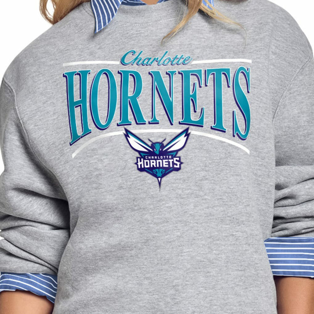 Charlotte Hornets Starter Women's Arch Stripe Fleece Crewneck Sweatshirt Gray