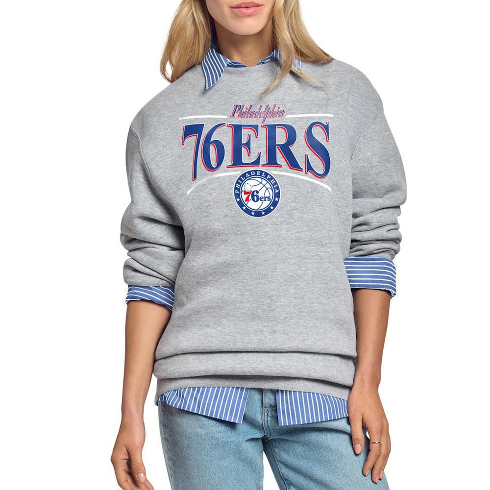 Philadelphia 76ers Starter Women's Arch Stripe Fleece Crewneck Sweatshirt Gray