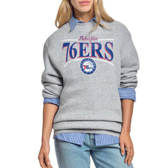 Philadelphia 76ers Starter Women's Arch Stripe Fleece Crewneck Sweatshirt Gray
