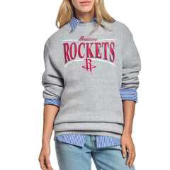 Houston Rockets Starter Women's Arch Stripe Fleece Crewneck Sweatshirt Gray