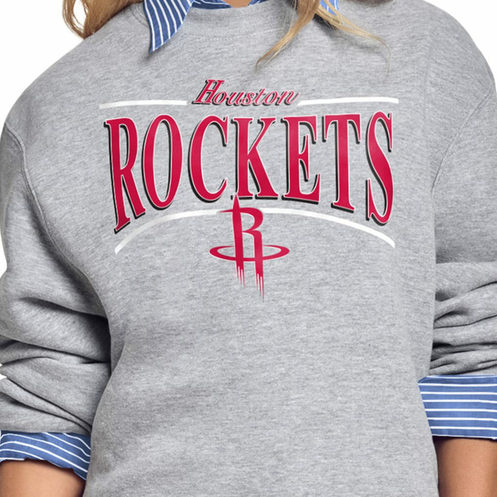 Houston Rockets Starter Women's Arch Stripe Fleece Crewneck Sweatshirt Gray