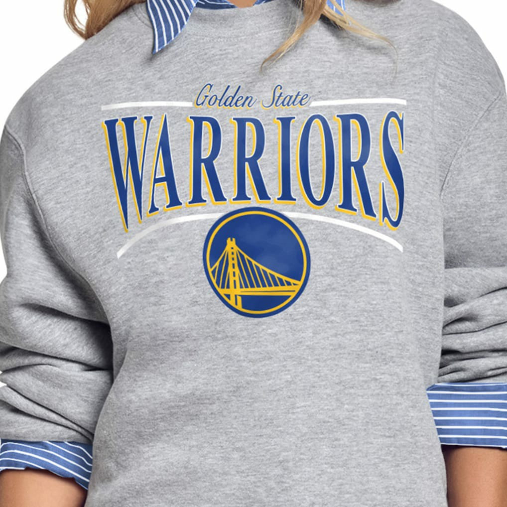 Golden State Warriors Starter Women's Arch Stripe Fleece Crewneck Sweatshirt Gray