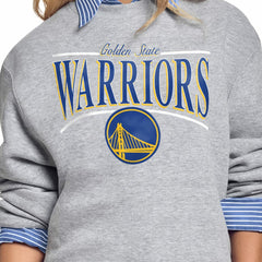Golden State Warriors Starter Women's Arch Stripe Fleece Crewneck Sweatshirt Gray