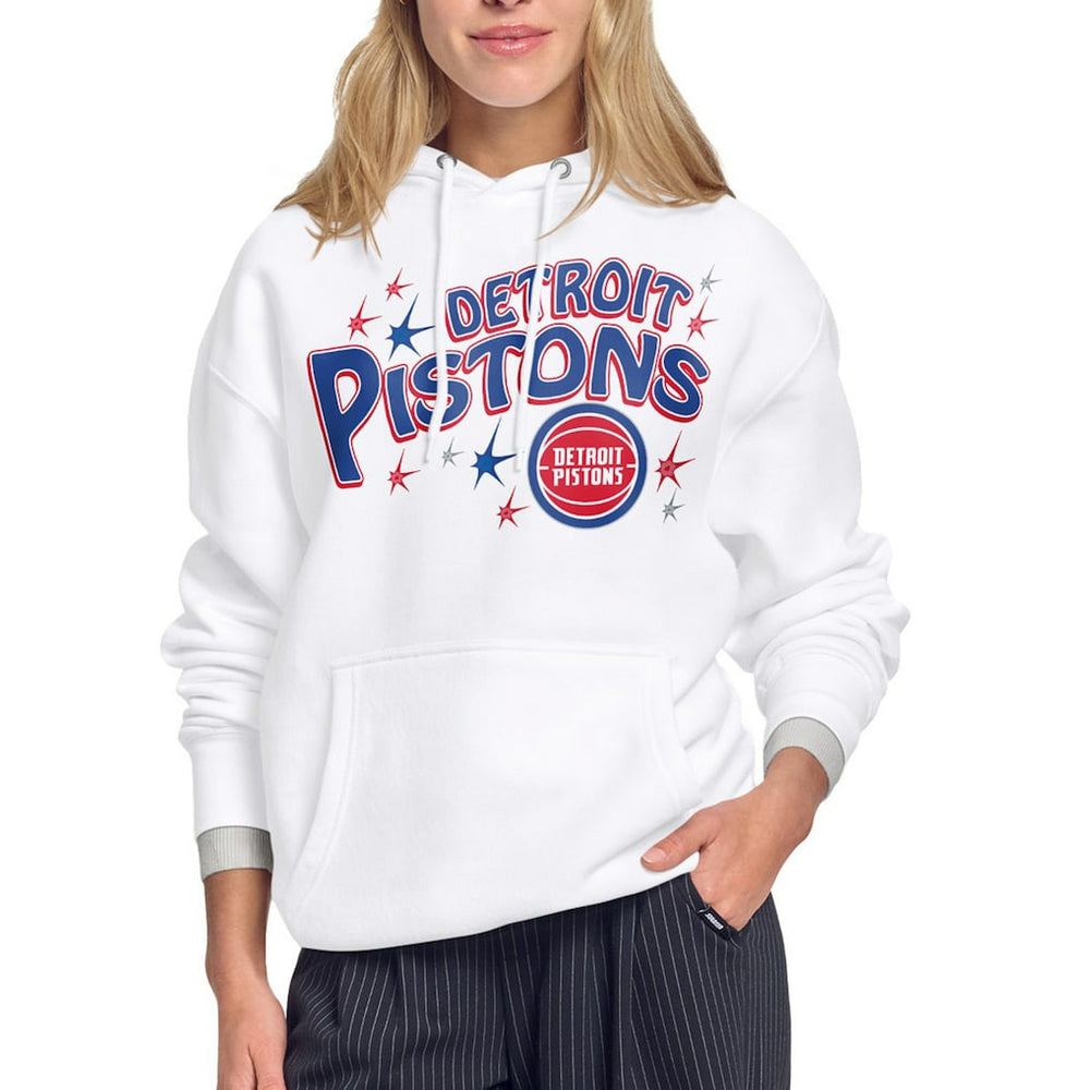 Detroit Pistons Starter Women's Fireworks Fleece Hoodie White