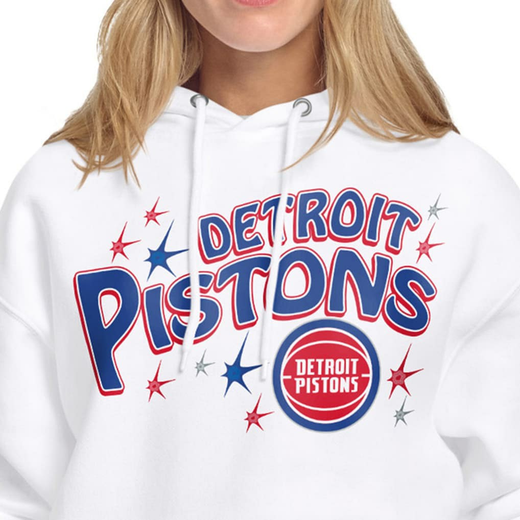 Detroit Pistons Starter Women's Fireworks Fleece Hoodie White
