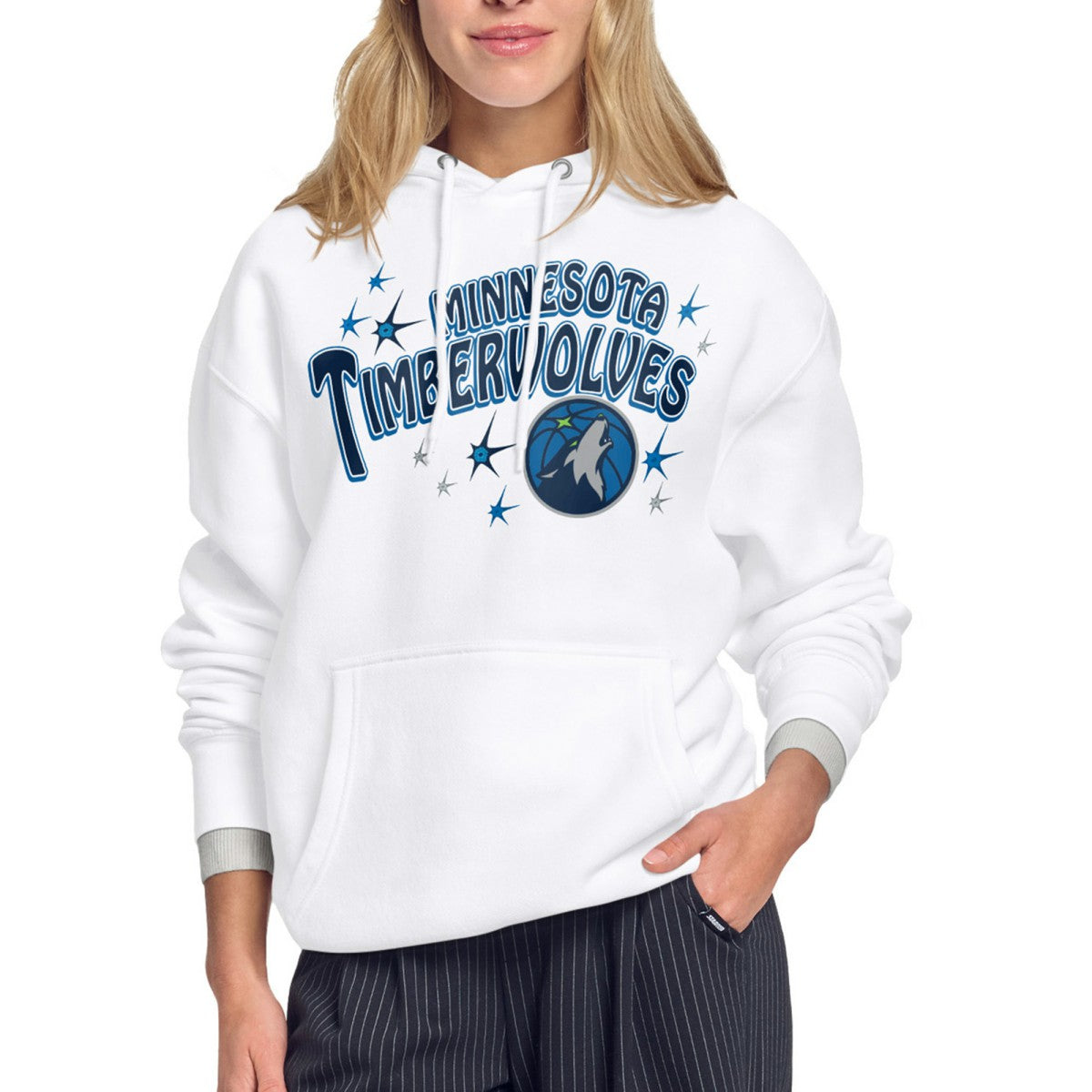 Minnesota Timberwolves Starter Women's Fireworks Fleece Hoodie White