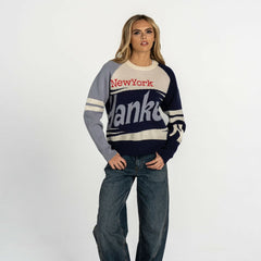 New York Yankees The Wild Collective Women's Boxy Jacquard Sweater Discount
