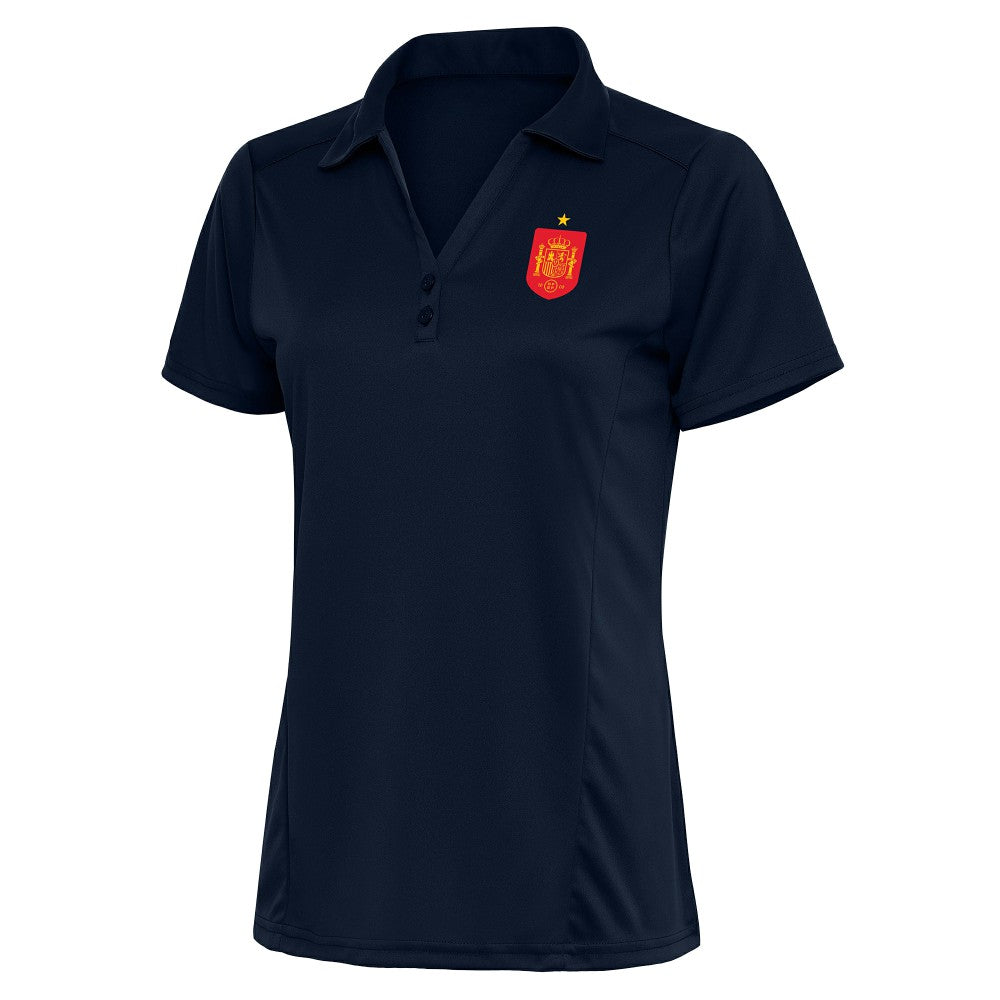 Spain National Team Antigua Women's Statement Y-Neck Polo Navy