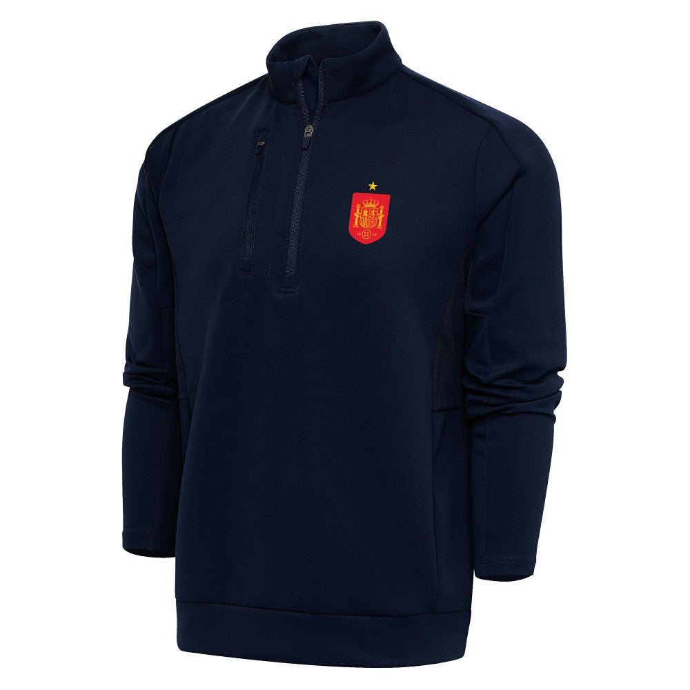 Spain National Team Antigua Genesis Quarter-Zip Pullover Navy