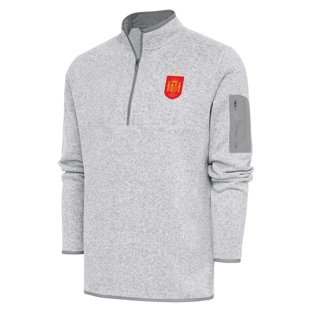 Spain National Team Antigua Elevate Quarter-Zip Pullover Heather Gray