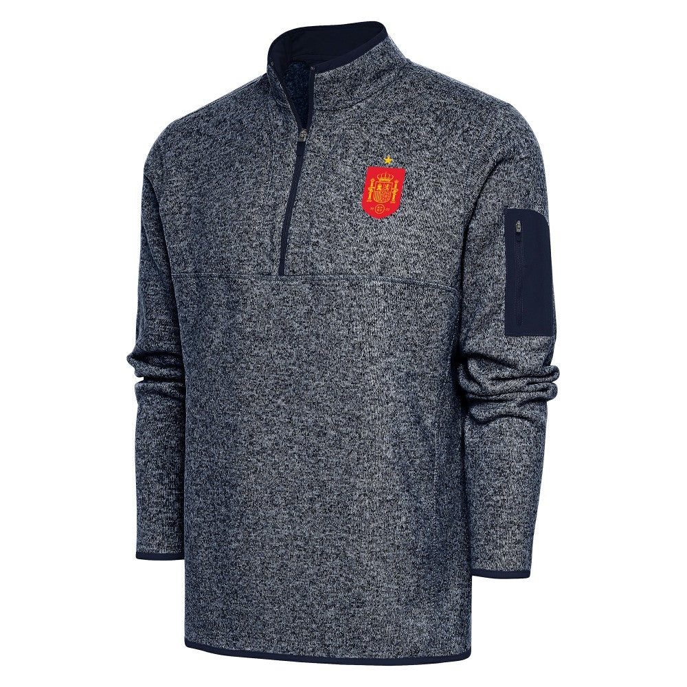 Spain National Team Antigua Elevate Quarter-Zip Pullover Heather Navy