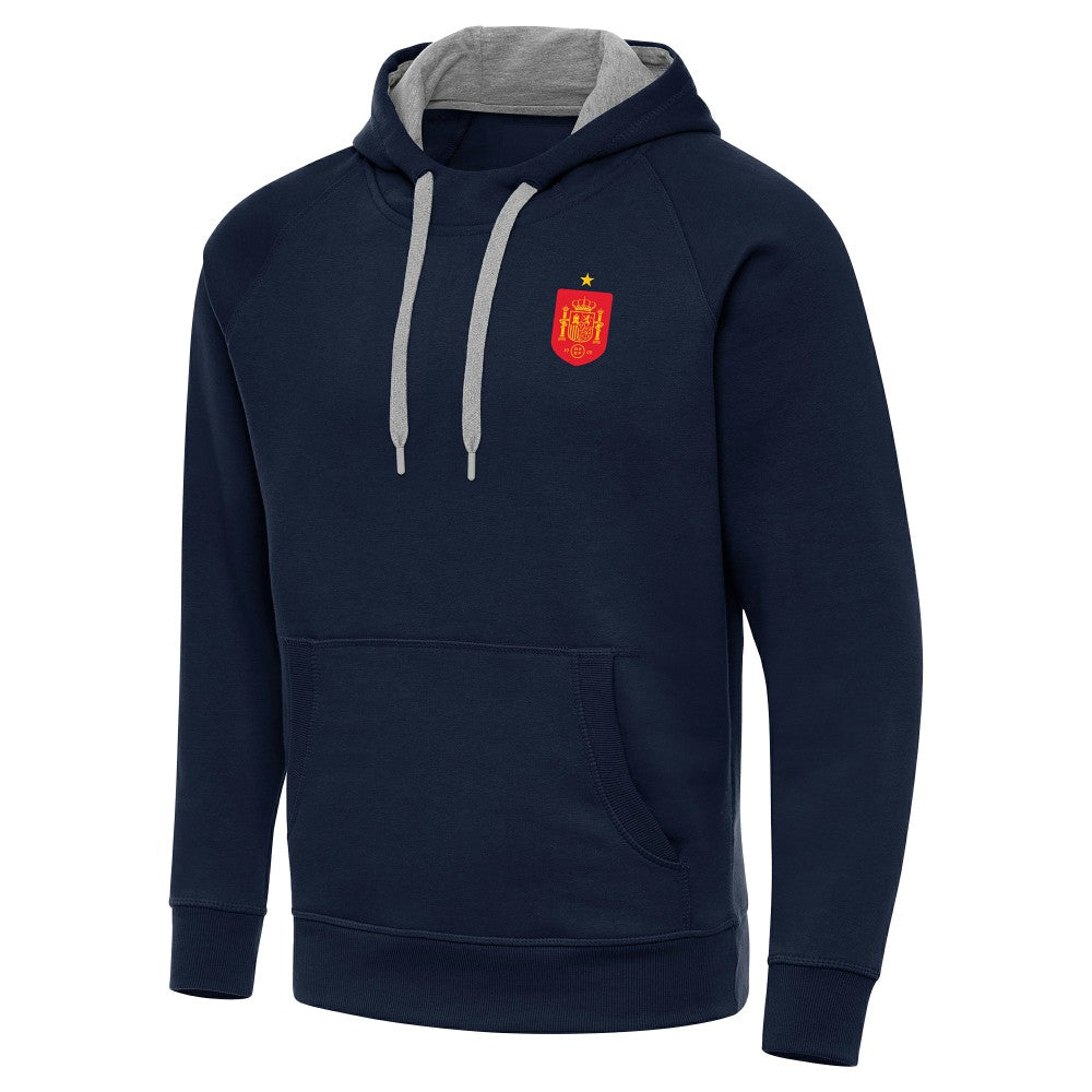 Spain National Team Antigua Takeover Fleece Raglan Hoodie Navy
