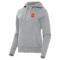 Spain National Team Antigua Women's Takeover Fleece Raglan Full-Zip Hoodie Heather Gray