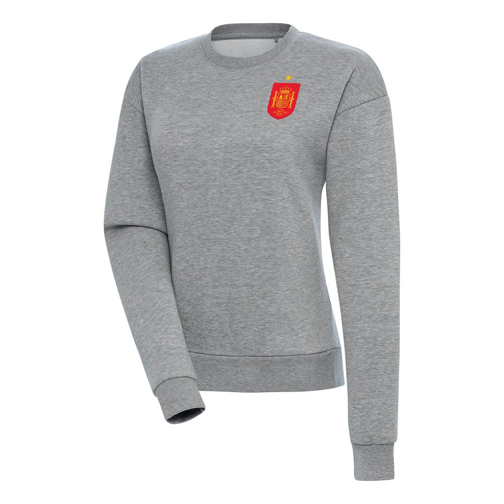 Spain National Team Antigua Women's Takeover Fleece Sweatshirt Heather Gray