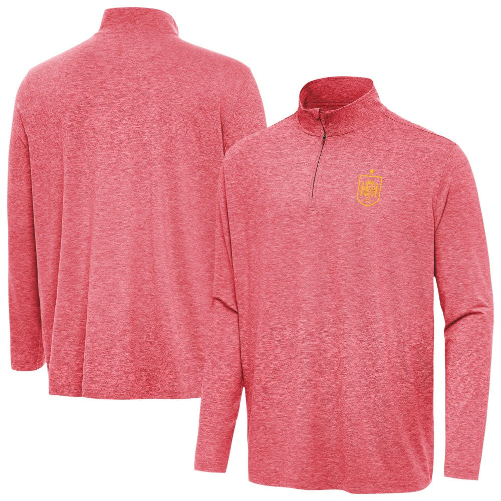Spain National Team Antigua Masters Quarter-Zip Pullover Heather Red
