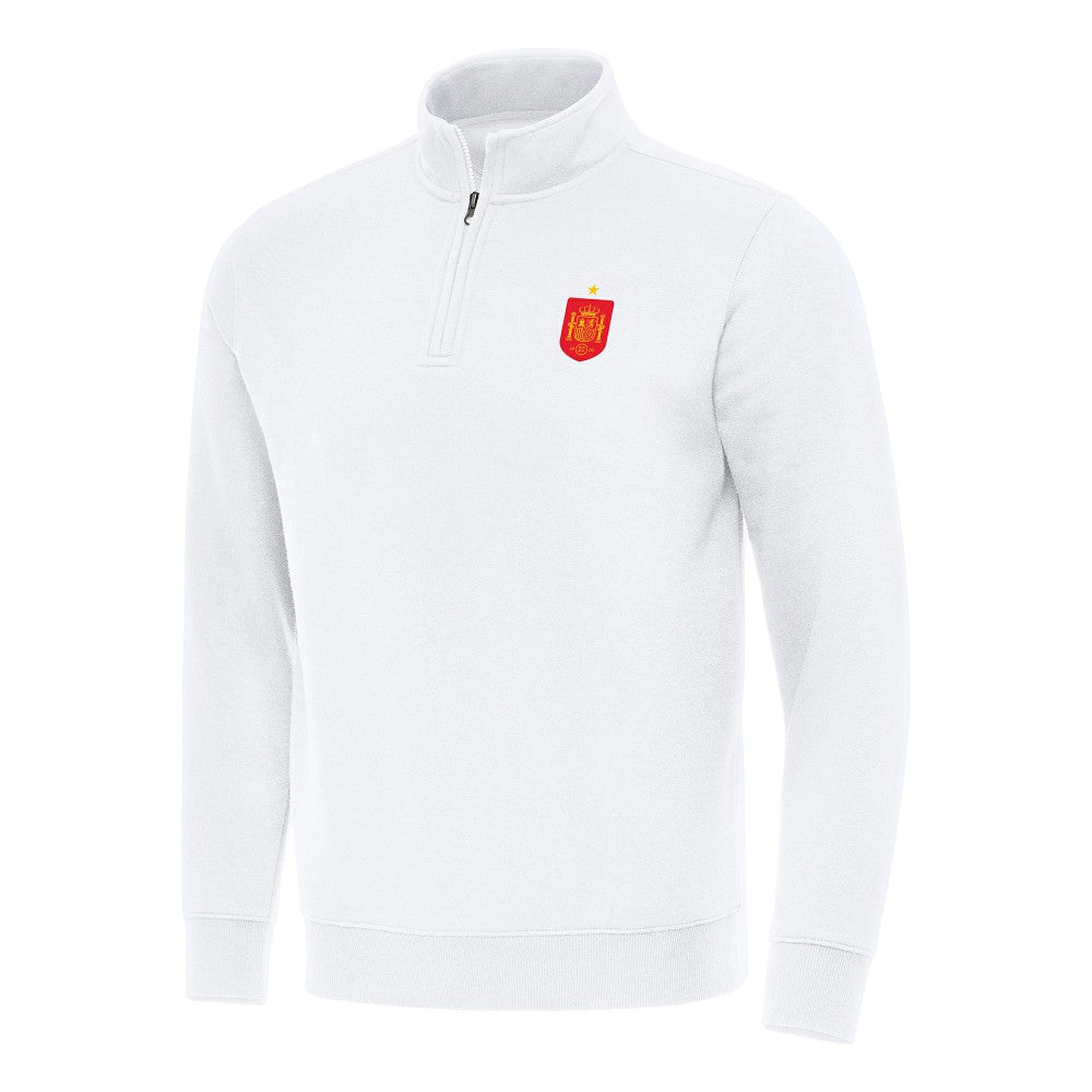 Spain National Team Antigua Landslide Quarter-Zip Pullover White