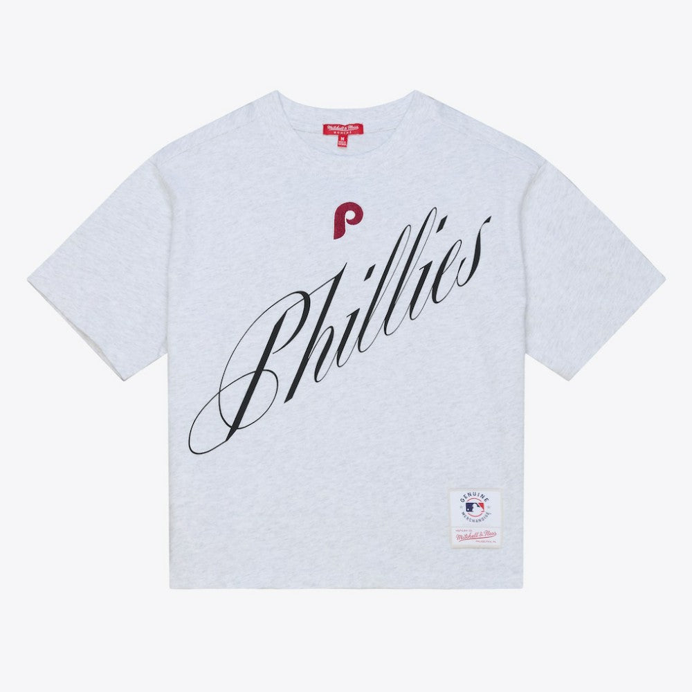 Philadelphia Phillies Mitchell & Ness Women's Script Cropped Boxy T-Shirt Sale