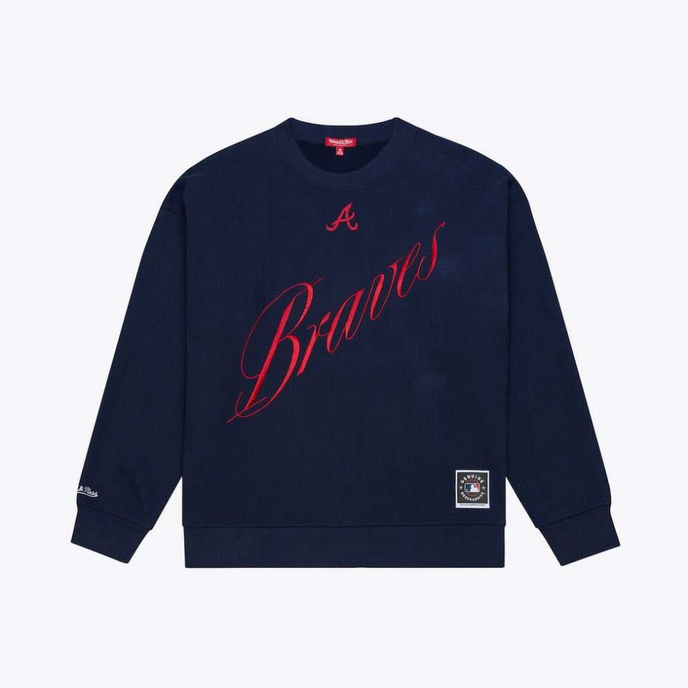 Atlanta Braves Mitchell & Ness Women's Script Sweatshirt Outlet