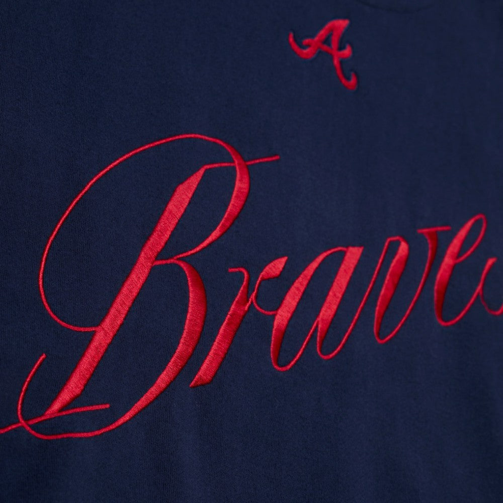 Atlanta Braves Mitchell & Ness Women's Script Sweatshirt Outlet