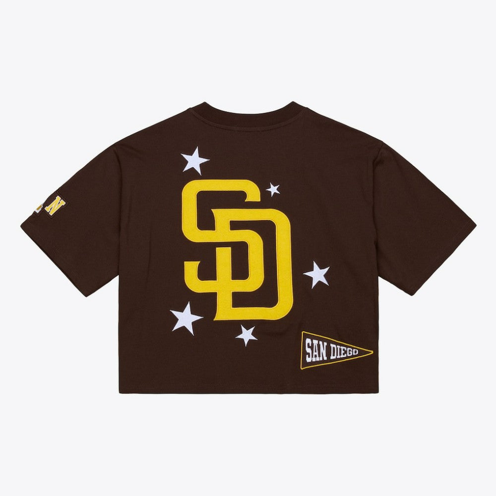 San Diego Padres Mitchell & Ness Women's Pep Rally Cropped Boxy T-Shirt for sale
