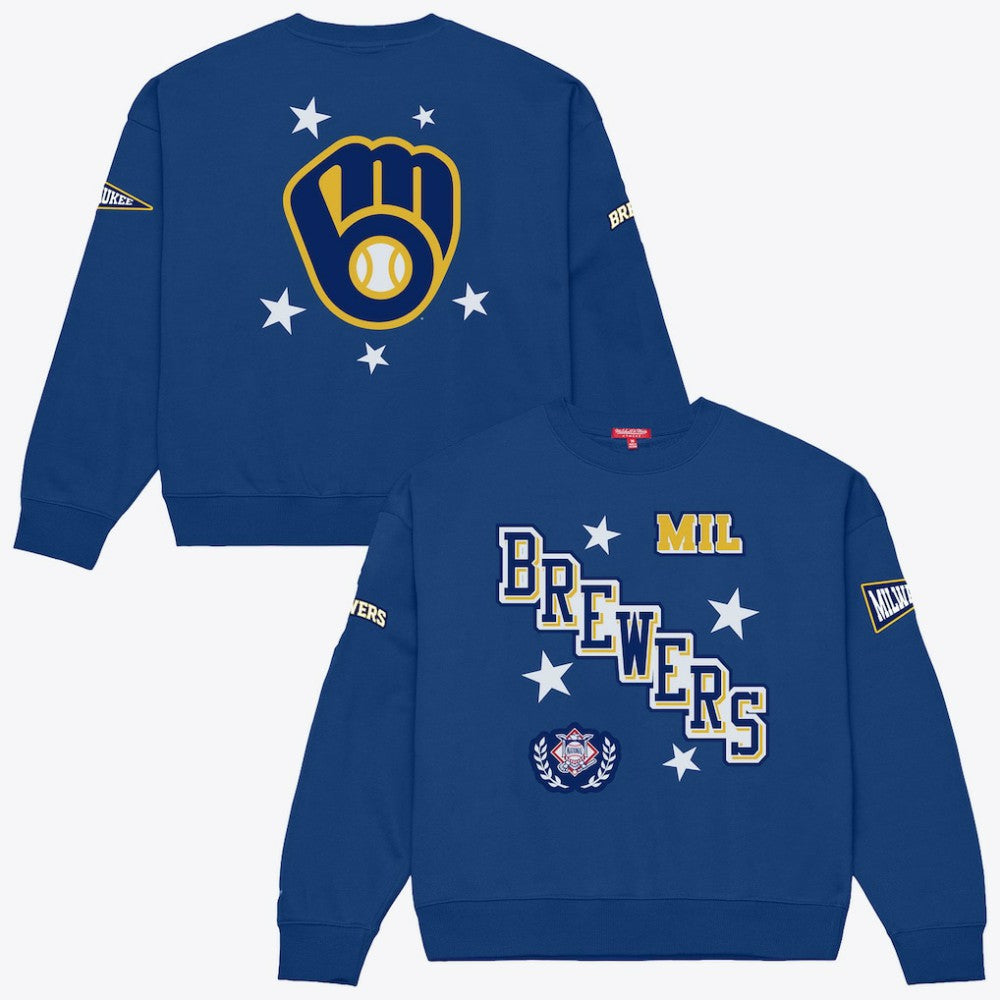 Milwaukee Brewers Mitchell & Ness Women's Pep Rally Sweatshirt Sale