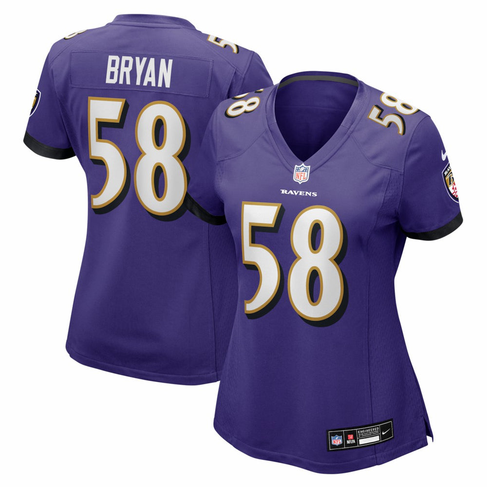 Taven Bryan Baltimore Ravens Women's Team Game Jersey - Purple - Nike