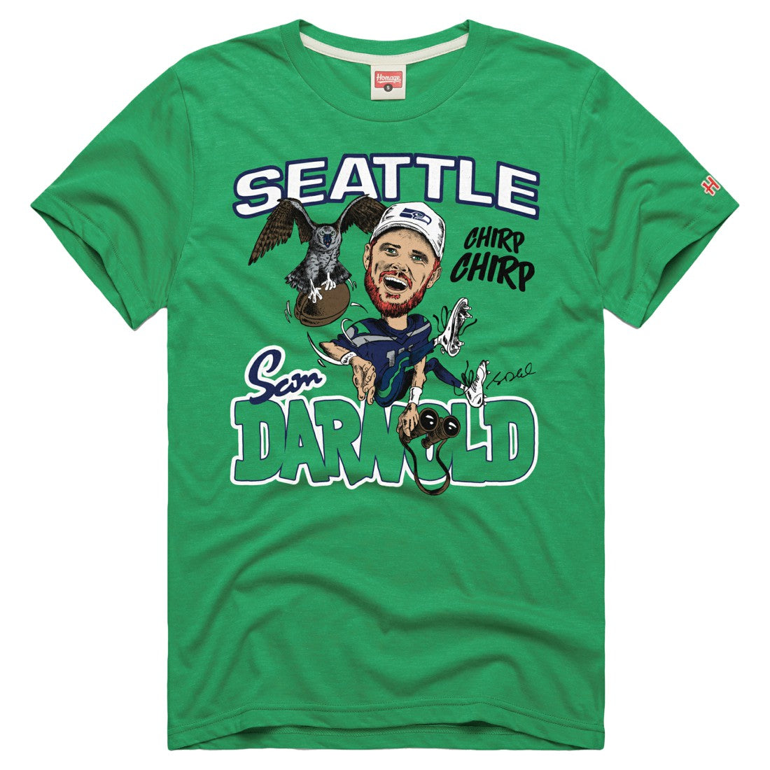 Sam Darnold Seattle Seahawks Homage Unisex Caricature Player Graphic Tri-Blend T-Shirt - Neon Green - NFL